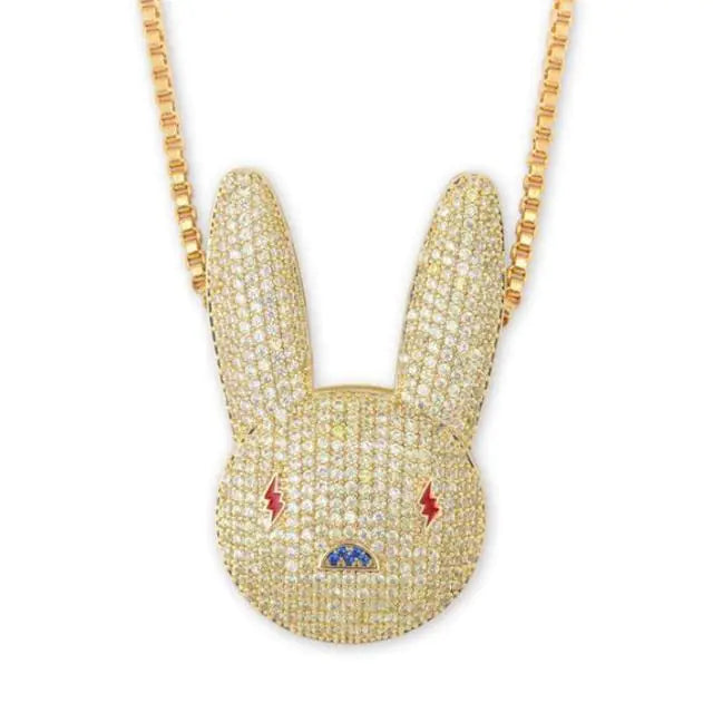 Hiphop Mode Zirkon Kaninhänge Halsband