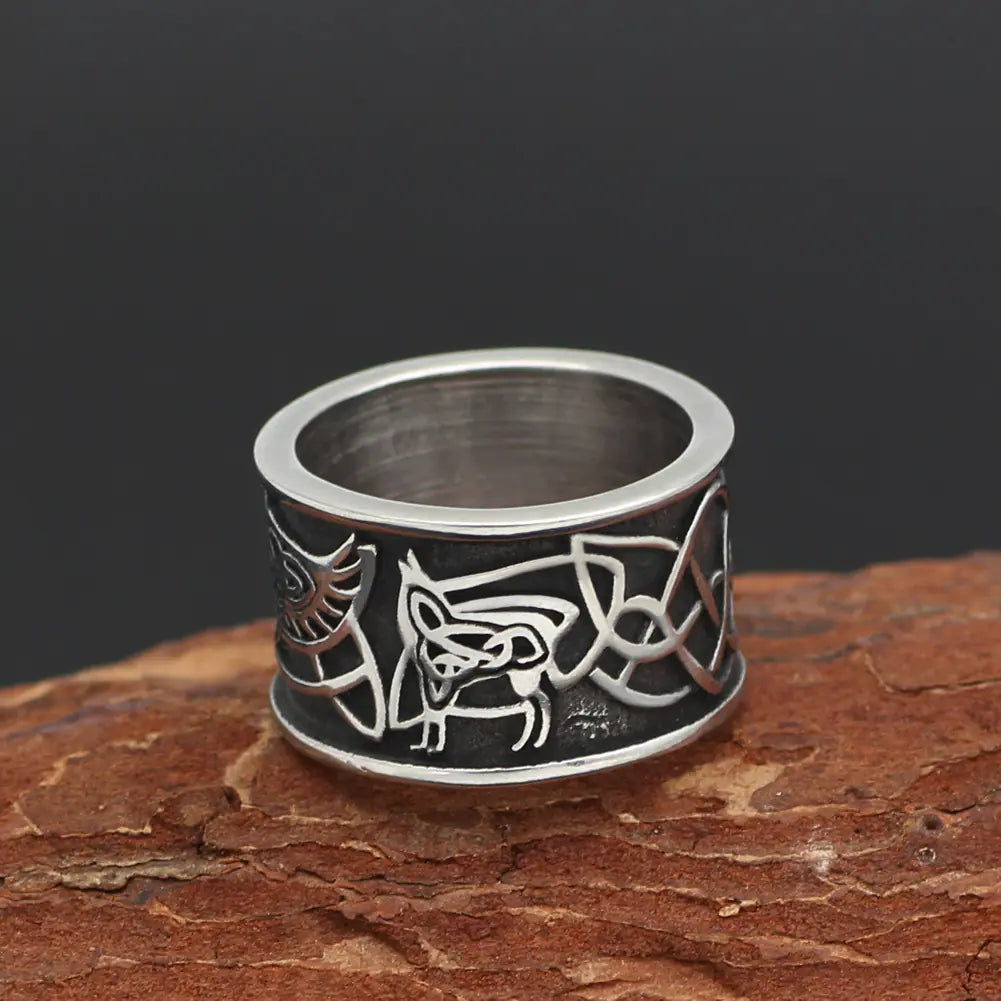 Titanium Steel Rune Thumb Ring for Men