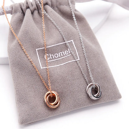 Chomel S925 Silver Dubbelring Halsband för Kvinnor