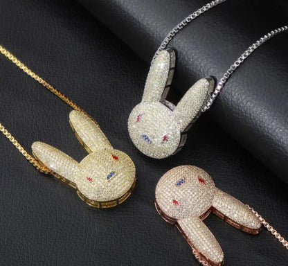 Hiphop Mode Zirkon Kaninhänge Halsband