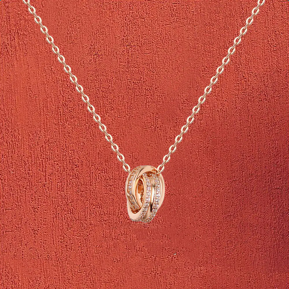Chomel S925 Silver Dubbelring Halsband för Kvinnor