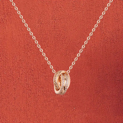 Chomel S925 Silver Dubbelring Halsband för Kvinnor